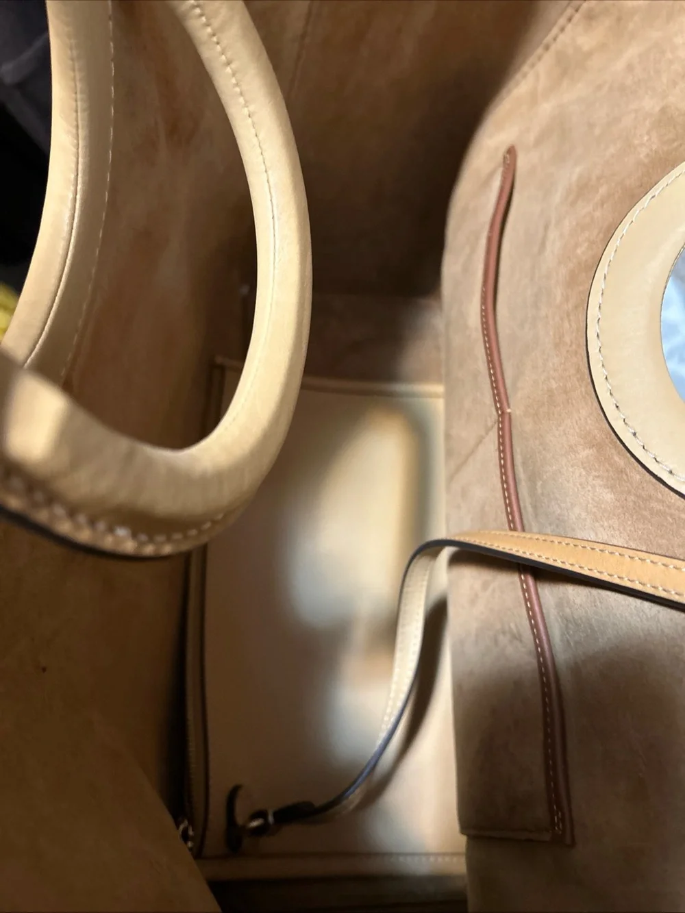 Coach Rae tote Beige Leather Tote with Round Top Handles